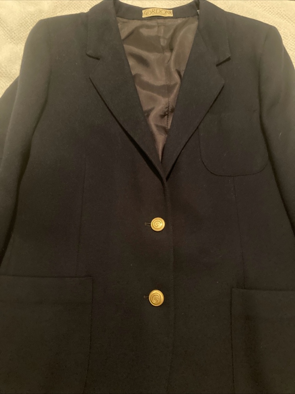 Gordon’s of Philadelphia Women's Navy Wool Blazer gold tone buttons size 14 VTG
